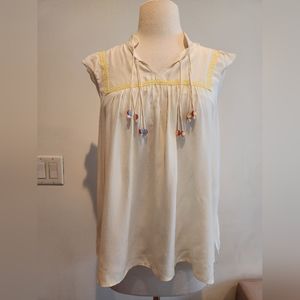 Charlotte Ronson White Silk Top With Glass Beads, US Size M